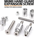Coated Expansion Bolts For Motorcycle And Electric Bike Reflector Built Tough Ride Ready Secure No Loosening On Rides Durable Universal Fit Screws 2 Pack For Safer Smoother Rides with M6M8 hand guard expansion screws displayed on a white background.