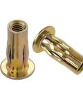 Pre-Bulbed Steel Threaded Rivet Nut With Shank, Multi Grip 5/16-18,.020-.280 Grip Range, Anti-Rotation Knurled Body, Gold Zinc Finish