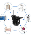 Three Inch Caster Wheels Set Of Four Heavy Duty Casters With Two Brakes And Two Swivel Casters shown with usage on furniture and carts.