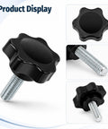 Kickass 10 Pack Black Star Knurled Thumb Screws featuring precision 1/4-20 thread size with black star grip for clamping.