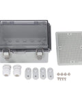 Rugged Outdoor Electrical Junction Box With IP67 ABS Enclosure, grid mounting plate, clear cover, and stainless steel door lock