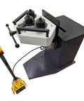 Heavy Duty Electric Ring Roll Bender For Steel Fabrication, 220V 1.1kW Motor With Reversible Foot Switch, top view with foot switch.