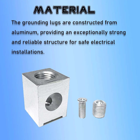 Neutral Lug Kit For Four To Two Zero Gauge Wires Aluminum Ground Lugs Set shown with screws on blue background