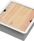Top view of Undermount Single Bowl Stainless Steel Sink 304 with cutting board, built tough for kitchen and office, 17 x 17 x 10 inch.