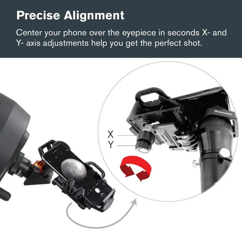 NexGO DX All In One Universal Smartphone Adapter For Telescope Binoculars And Spotting Scopes With Two Axis Precision Alignment in action.