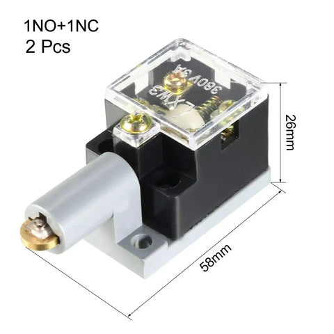 2 Pack LXW3N 1NO 1NC Spring Plunger Roller Micro Limit Switches Black For Precise Mechanical Control