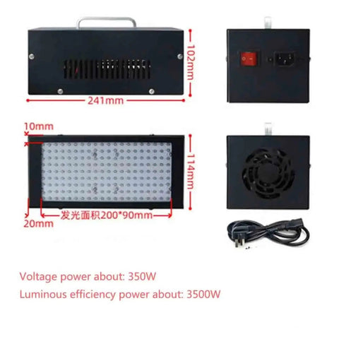 Top Notch Led Uv Curing Light At 8000W Powers Through Resin Hardening And Pcb Repair Without Cooking Prints Featuring Zero Heat Design For Sla Dlp 3d Printers And Real Deal Diy Builders Who Want Slick Results, showing dimensions and features.