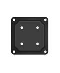 Front view of Black 4x4 Wood Post Plate Connector For Decks And Fences, Low-Profile Hidden Mount Post Stabilizer in steel