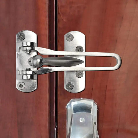 2 Pack Front Door Latch Guard Lock Set For Inward Swing Doors, Childproof Reinforcement Lock Thick Aluminum Alloy Satin Nickel Finish