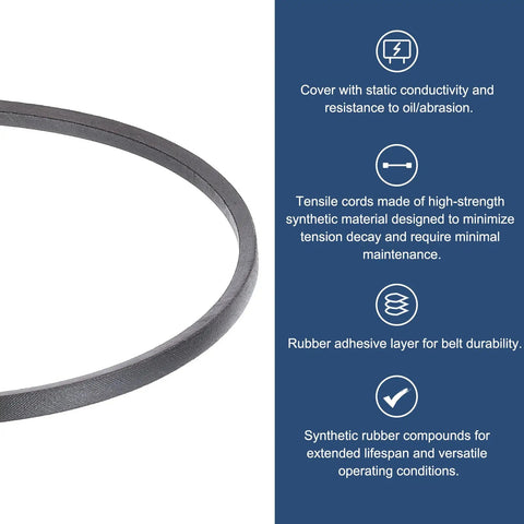 Wrapped Rubber V Belt 3L470 Three L Four Seventy Outside Circumference Forty Seven Inch With Three Eighths Inch Width And Seven Thirty Seconds Inch Height on white background