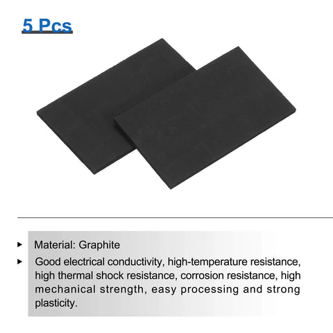 Rectangular Graphite Block Set Pack Of 5 For Melting And Electrolysis Dope High Purity Graphite Plates Sheets 50x30x2mm