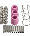 26Pcs PL60 Plasma Torch Accessories Kit For LTP5000 And LTPDC2000, includes nozzles, electrodes, porcelain parts, brackets.