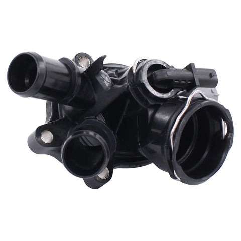 Mercedes Benz Engine Coolant Thermostat Assembly With Housing Gasket Direct Fit For C250 And SLK250 2012 2013 2014 2015 Easy Install Replacement Part 2712000315 410389103D, close-up view