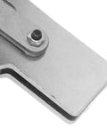 Close-up of Heavy Duty Toggle Clamp With Arrow Storage Case, 200 Kg Clamp Power, 441 Lb Grip, 194 Degree Handle Opening, steel part.