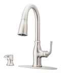 High Arc Kitchen Faucet With Pull Down Sprayer And Soap Dispenser, Single Handle, Spot Defense Stainless Finish, NSF Certified, MagnePfit Docking System, Includes Deck Plate, Go To Design For Small Spaces