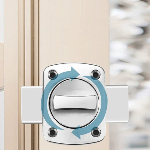 Sliding Door Lock Zinc Alloy Universal Wardrobe Catch Bolt Gate Latch mounted on door with easy-turn mechanism.