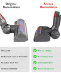 Comparison of Dyson Soft Roller Vacuum Brush For V7 V8 V10 V11 V15, with LED lights and original roller brush features.