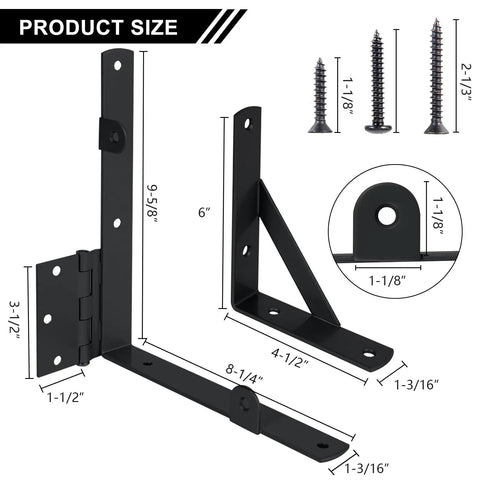Heavy Duty Gate Hardware Kit For Wood Fence With Corner Brace Brackets Anti Sag Frame Latch And Hinges For Durable Wooden Driveway Gate Black Sturdy Triangular Design For Maximum Stability And Easy Install