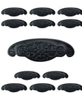 Black Iron Cup Bin Pull Cabinet Drawer Handle Set Pack Of 12 With Rugged Iron Construction And Rust Resistant Powder Coat Finish