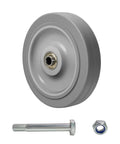 Heavy Lifter 5 Inch Non Marking Rubber Caster Wheels For Cart Furniture Dead Quiet Roll Industrial Grade Casters Zero Mark Floor Safe 100 Pack, gray wheel with bolt and nut.