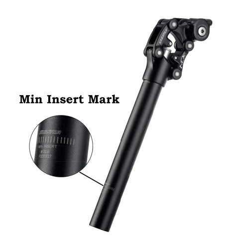 SP12 NCX Suspension Seatpost Parallelogram Design For Ultra Smooth Rides On Hardtails with min insert mark close-up