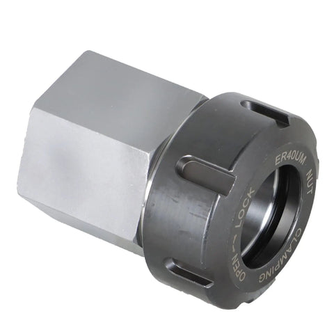 Close-up of Beefy Precision ER 40 Collet Block Set for CNC lathes, hex block shown with durable alloy steel construction.