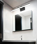 Bathroom with the Black Modern Vanity Light 31.5 Inch Dimmable LED Fixture, aluminum, 5500K cool daylight, above a mirror.