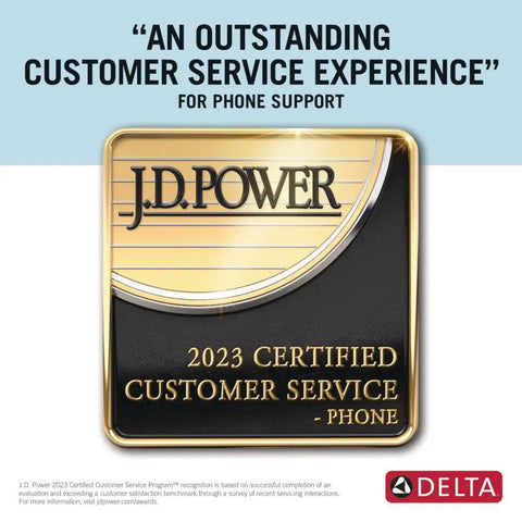 J.D. Power 2023 Certified Customer Service award plaque for phone support with Delta logo