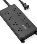 2 Prong To 3 Prong Power Strip With 7 Widely Spaced Outlets And 3 USB Ports Including USB C 5 Foot Extension Cord Black