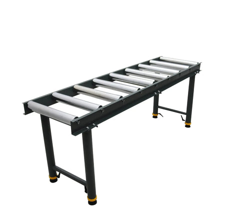 Intsuprmai 9 Roll Adjustable Conveyor Stand Table, Heavy Duty Roller Feed Station with chrome rollers and robust support.