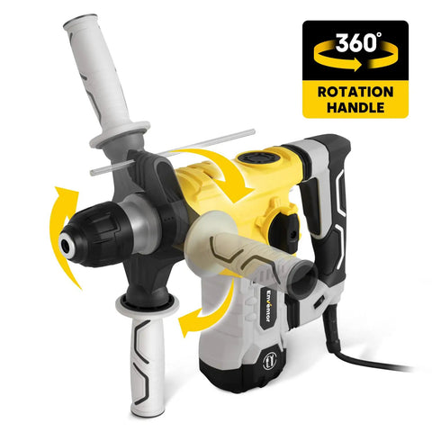 Heavy Duty 1-1/4 Inch SDS Plus Rotary Hammer Drill For Concrete And Stone, 12 Amp Electric Demolition Tool with 360° rotation handle