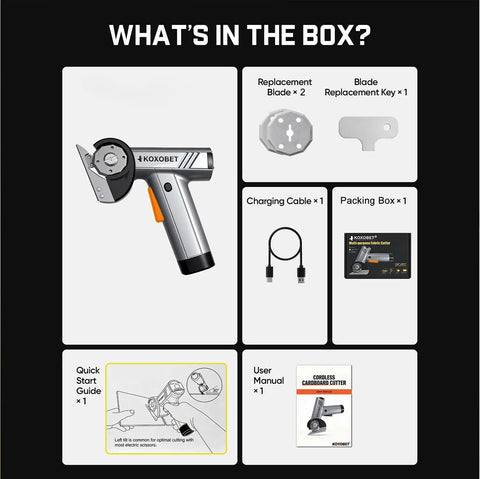 Upgraded Brushless Cordless Electric Cutting Tool With Led Display And Flexible Blade, Power Scissors parts and accessories, including blades and manuals.