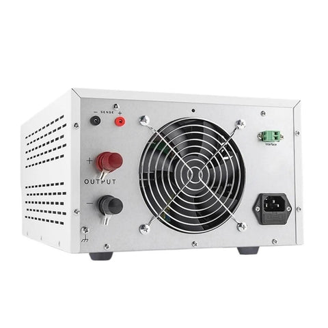 Adjustable DC Regulated Power Supply With Constant Voltage And Current Compact Switching Lab Bench Power Source Beefy Protection Against Overvoltage Overcurrent And Overheat Safe Easy Adjust 60V 30A 1800W rear view with fan and output terminals