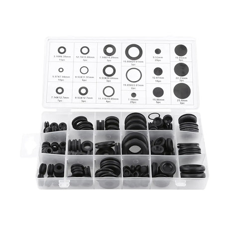 125 Piece Rubber Grommet Kit In 18 Sizes For Electrical Wiring Auto Firewall Plumbing PC Hardware And Piano Repair Heat Resistant Wear Resistant Handy Install And Quick Size Picks In Sturdy Storage Case