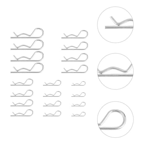 20 Pcs Carbon Steel R Clip Cotter Pins Kit For Trailers Mowers Tractors Fasteners Spring Hairpin Clips Assortment Set All In One M2 To M4 Sizes Heavy Duty Hardware