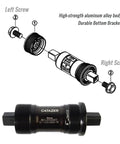 Diagram and image of Beefy Square Taper Bottom Bracket 68mm Shell with 103mm Options Aluminum Alloy Body and Chromoly Spindle