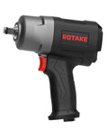 Pro Grade 1/2 Inch Air Impact Wrench 1245 Ft Lbs Max Torque Twin Hammer Design showing sleek black and silver design with ergonomic grip.