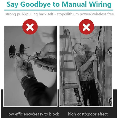 Comparison of manual versus Heavy Duty Cordless Electric Wire Cable Puller With Killer Torque For Smooth Conduit Stringing.