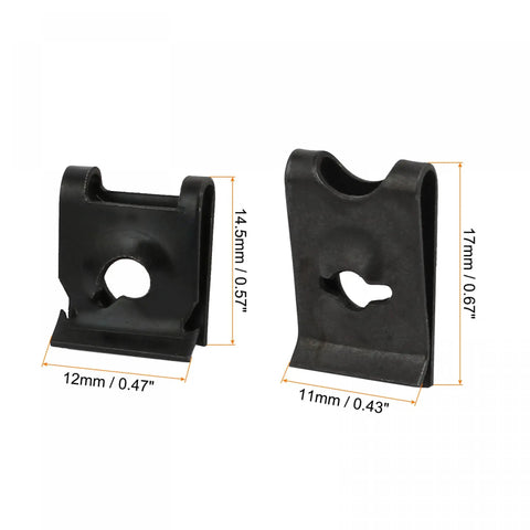 Heavy Duty 50 Pack Spring Steel Speed Clips Fasteners Rock Solid Grip M4 St42 And M5 St48 varying sizes showing dimensions for precise fastening.