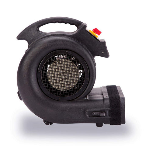 Side view of Grizzly Gp1 1 HP 3550 CFM Carpet Dryer And Floor Mover Heavy Duty For Water Damage Restoration And Pet Cage Drying