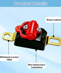 Heavy Duty Pure Copper Motorcycle Battery Cut Off Switch With 100A Breaker detailed view showing brass material and installation features