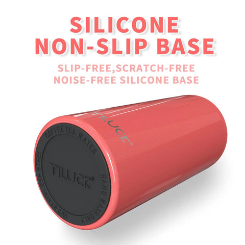 Chill Vibes While Crushing A Cold Brew With This Stainless Steel Skinny Can Cooler showing silicone non-slip base.