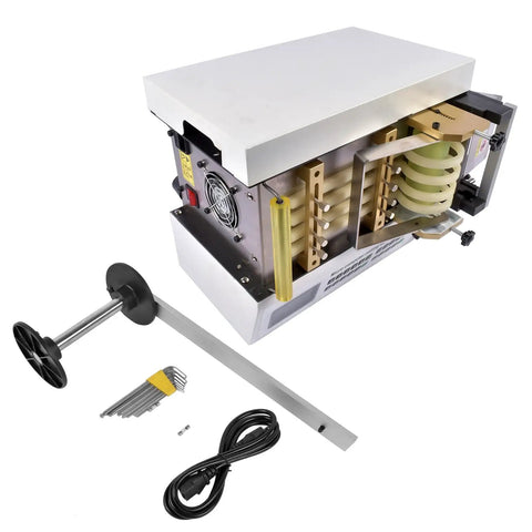 Auto Heat Shrink Tube Cutter For 110V Cables And Pipes shown with accessories, 4-inch width, adjustable length