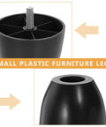 Durable Black Plastic Furniture Legs For Chairs And Sofas Easy Screw On Replacement Feet with threaded top and smooth surface.