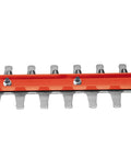 Close-up of the 22-inch dual-action steel blade on 20V Max Cordless Hedge Trimmer With 22 Inch Dual-Action Steel Blade, Lightweight Bush Trimmer.