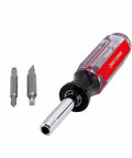 6 In 1 Screwdriver Multi Bit Set With Acetate Handle Dual Sided Removable Shaft For One Quarter And Five Sixteenth Inch Nut Driving Chrome Plated