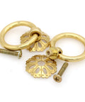 Set Of 6 Vintage Gold Brass Ring Pulls With Hollow Dome Base Flower Like Design For Cabinets Solid Brass Hardware Retro Golden Style Durable Anti Rust