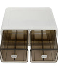 Kick It Organized With Top Tier Stackable Underwear Drawer Box featuring heavy duty PP plastic and two clear drawers.
