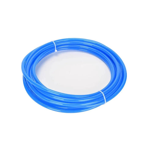 Slick And Dependable Pneumatic Tubing 1/4 Inch OD Blue Premium PU Hose Line coiled for air compressor and water transfer use.