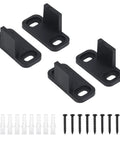 4 Set Barn Door Floor Guide Kit Black Plastic Bottom Floor Mount Guides for Sliding Doors, screws and plugs visible